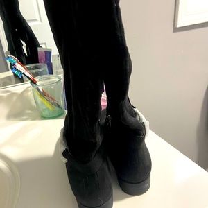 Calf height black boots